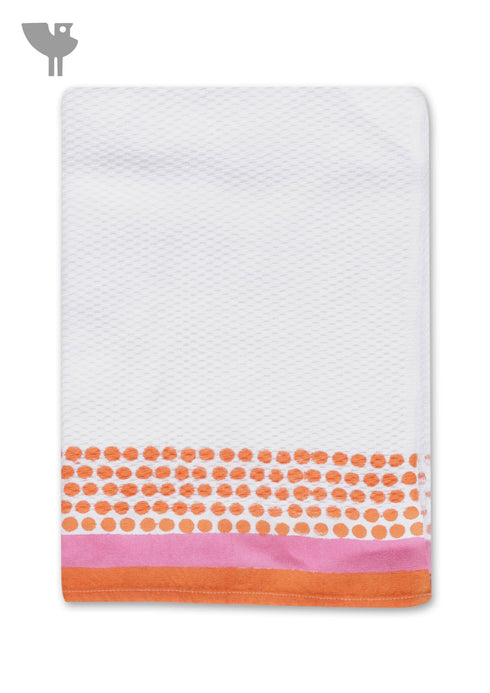 Handloom Cotton Hand Towel With Block Print Border